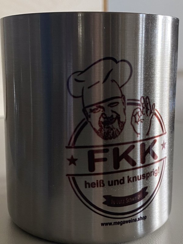 FKK Edelstahlbecher mit Brand