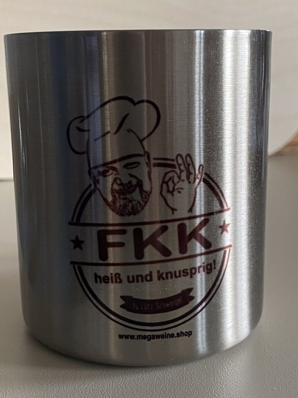 FKK Edelstahlbecher mit Brand